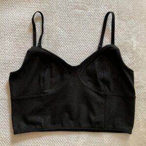 Express Black Leather & Lace Whimsigoth Fairy Bralette Crop Top in Size Medium